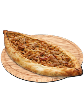 Pide with cheese and döner meat