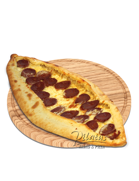 Pide with cheese and sucuk